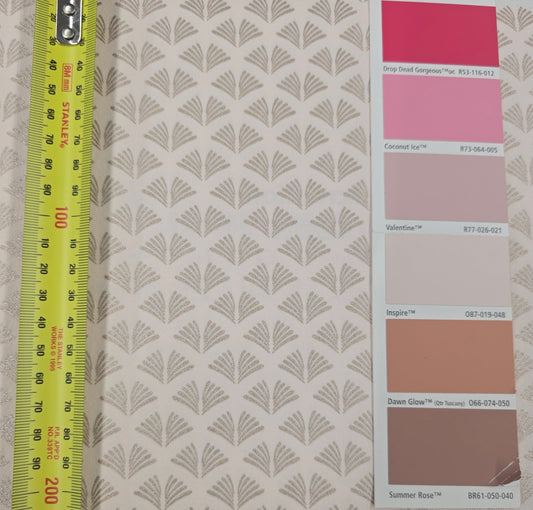 Tiny Fans - Metallic Art Deco Wallpaper - Pale Blush Gold