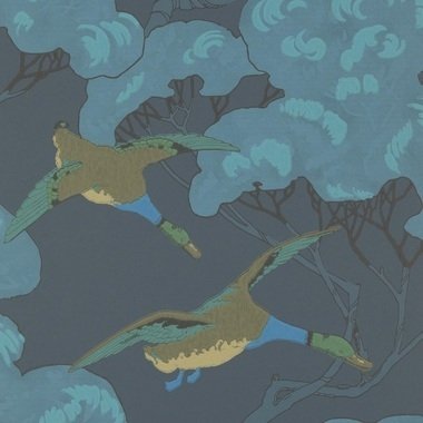 Grand Flying Ducks Wallpaper - Indigo