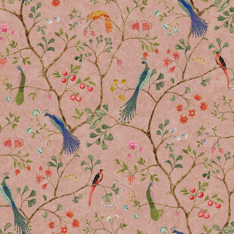 Sample - Songbirds - Pink - Custom Sized Wallpaper Mural (per m2)