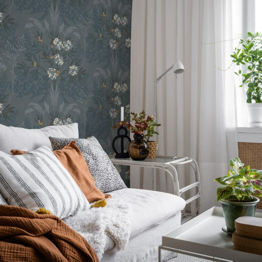 Strandäng - Coastal Bouquet Wallpaper - Blue