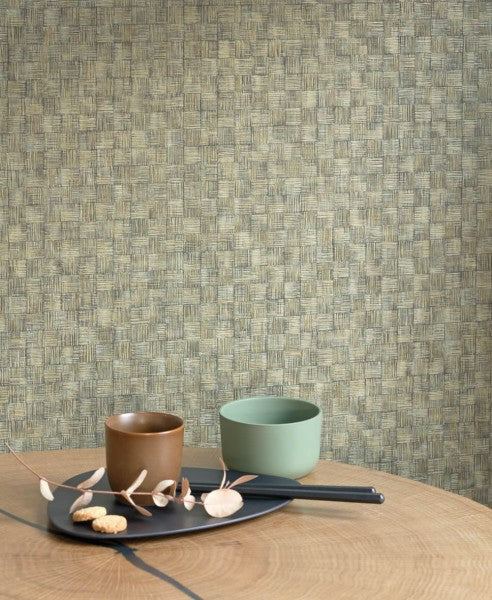 Damier Vinyl Big Weave Wallpaper - Khaki
