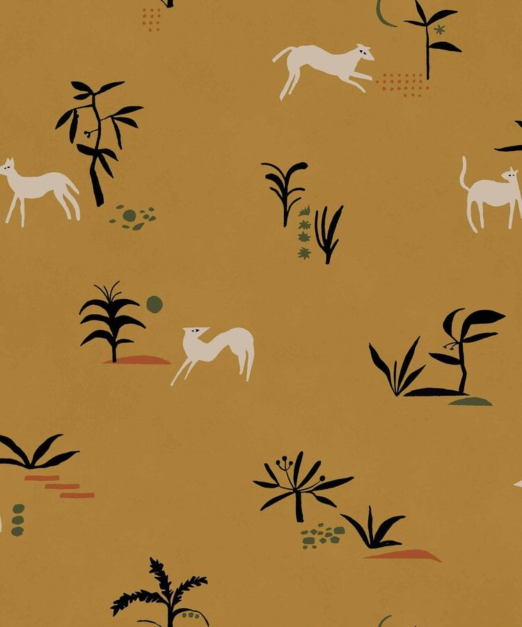 Sample - Prehistoric Animal Wallpaper - Ocher