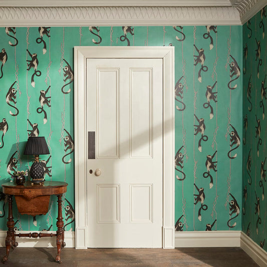 Troop Monkey Hybrid Mural Wallpaper - House of Hackney - Parakeet Green