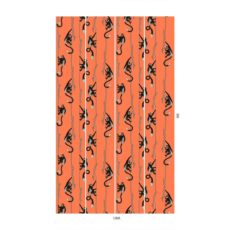 Troop Monkey Hybrid Mural Wallpaper - House of Hackney - Salamander Orange