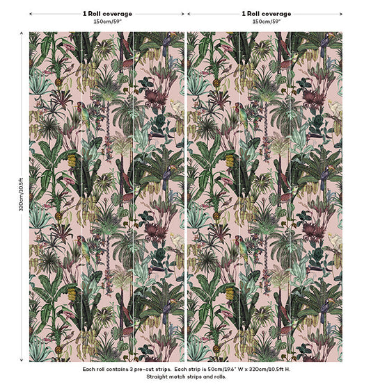 Birds Birds Mural Wallpaper - Pink