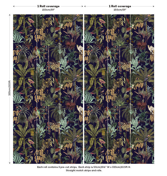Birds Birds Mural Wallpaper - Deep Blue