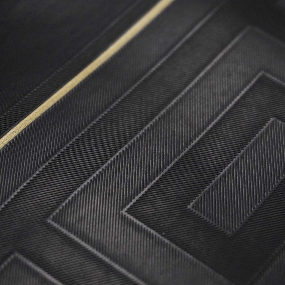 Versace Greek Key Stripe Wallpaper - Black/Gold