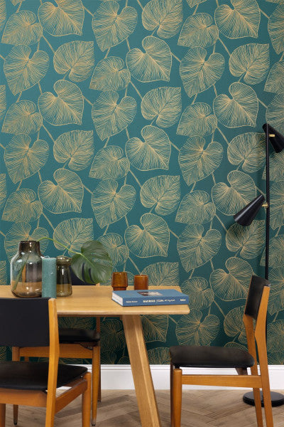 Magistral Wallpaper - Bleu Canard Or