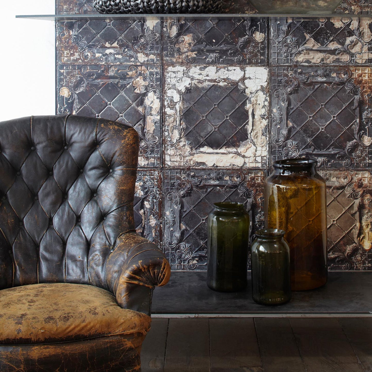 Brooklyn Tin Tiles Wallpaper- Brown