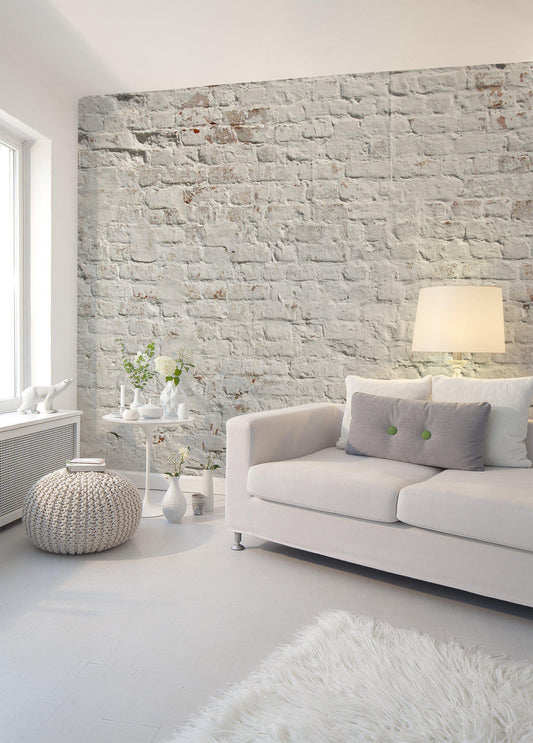Brick White Wall Mural Room