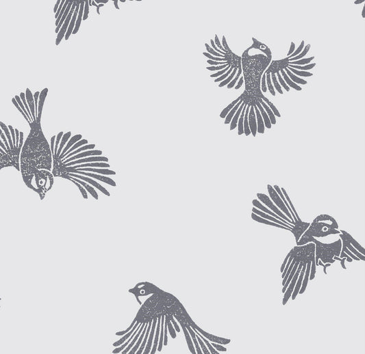 Fantail Flight Wallpaper - Black/White