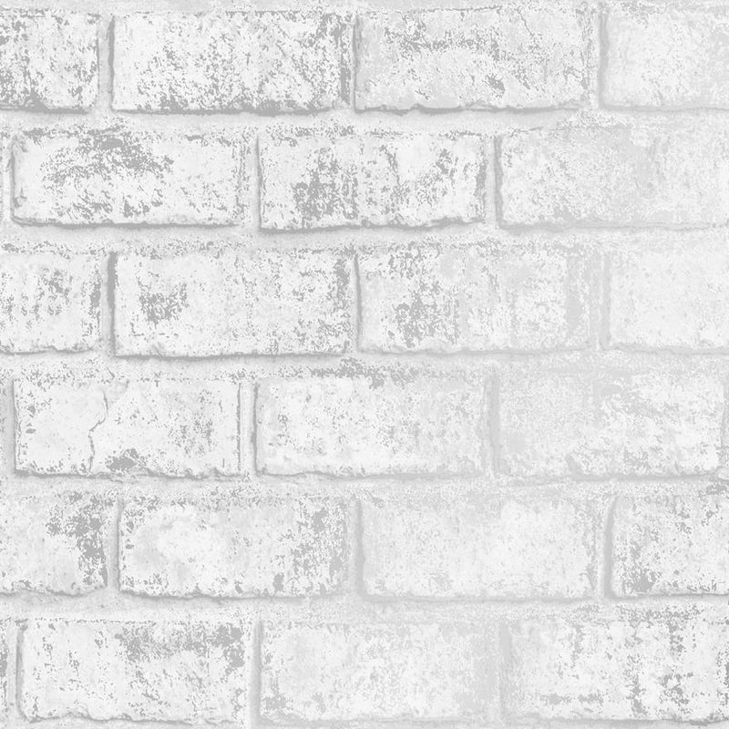Glitter Brick Wallpaper - White