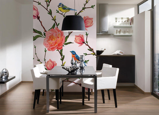 Little birds mural room shot