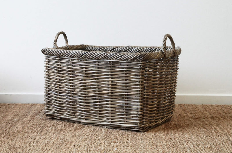Large Cane Basket - Grey