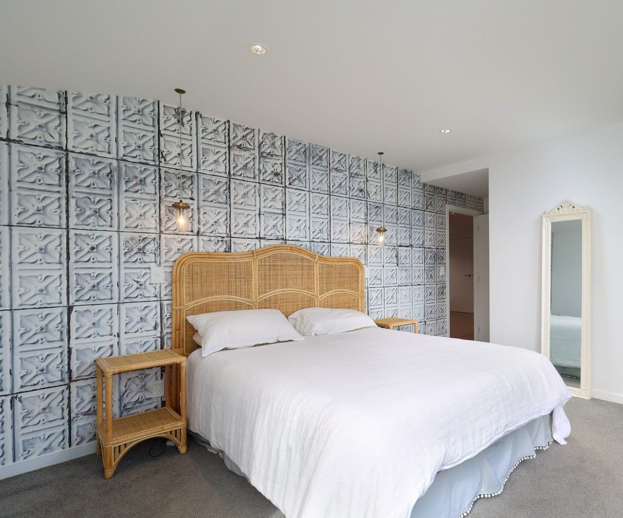 Brooklyn Tin Tiles Wallpaper - Grey