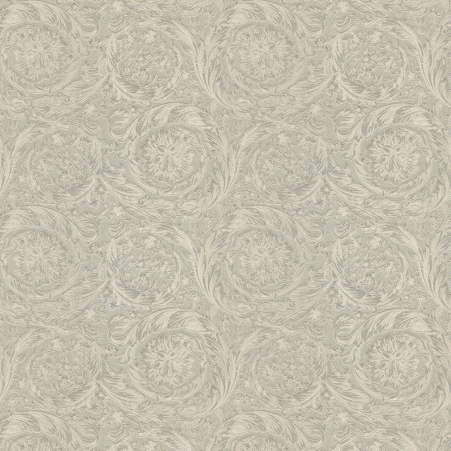 Versace Floral Garland Wallpaper - Silver/Grey-1