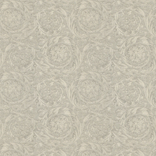 Versace Floral Garland Wallpaper - Silver/Grey-1