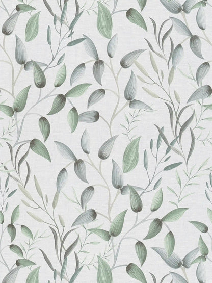 Floral Tendrils - White/Green/Grey