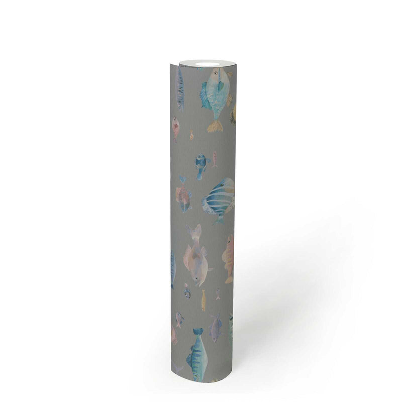 School's Out - fish wallpaper, grey