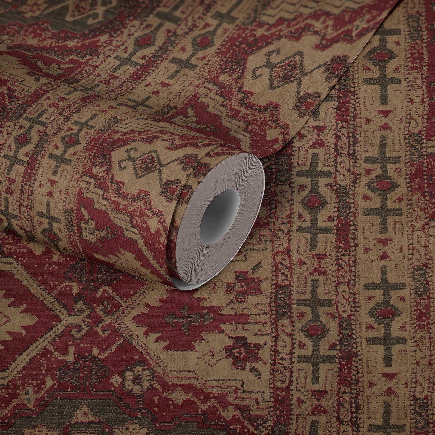 Marrakesh Carpet Wallpaper - Beige Red - Extra Wide