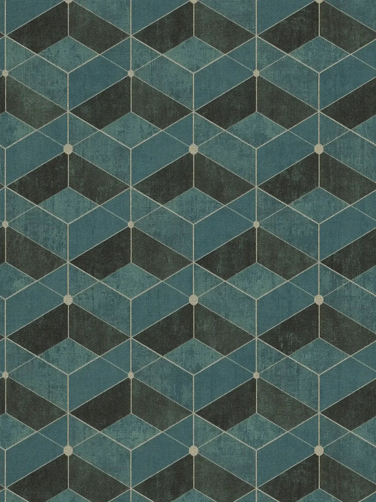 Retro Geometric Vinyl Wallpaper - Turquoise