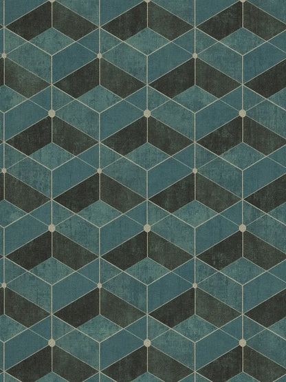 Retro Geometric Vinyl Wallpaper - Turquoise