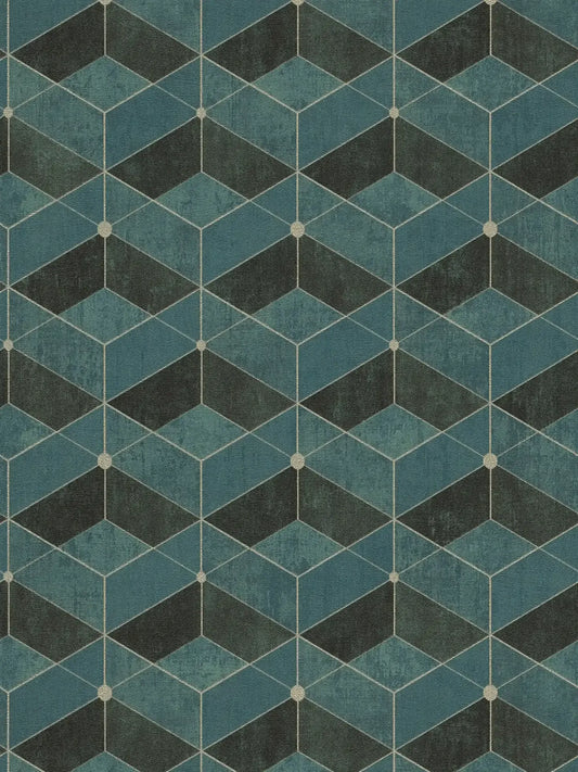 Retro Geometric Vinyl Wallpaper - Turquoise