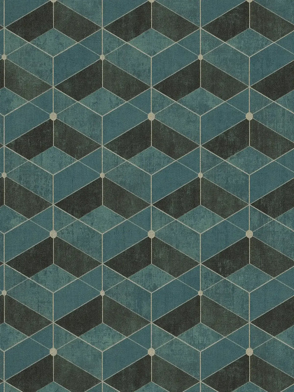 Sample - Retro Geometric Vinyl Wallpaper - Turquoise