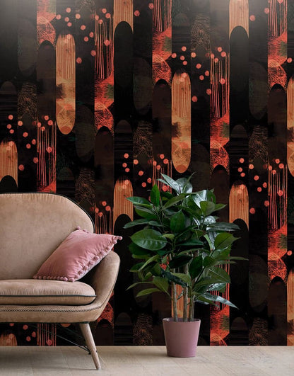Ember Designer Wallpaper - Black & Orange