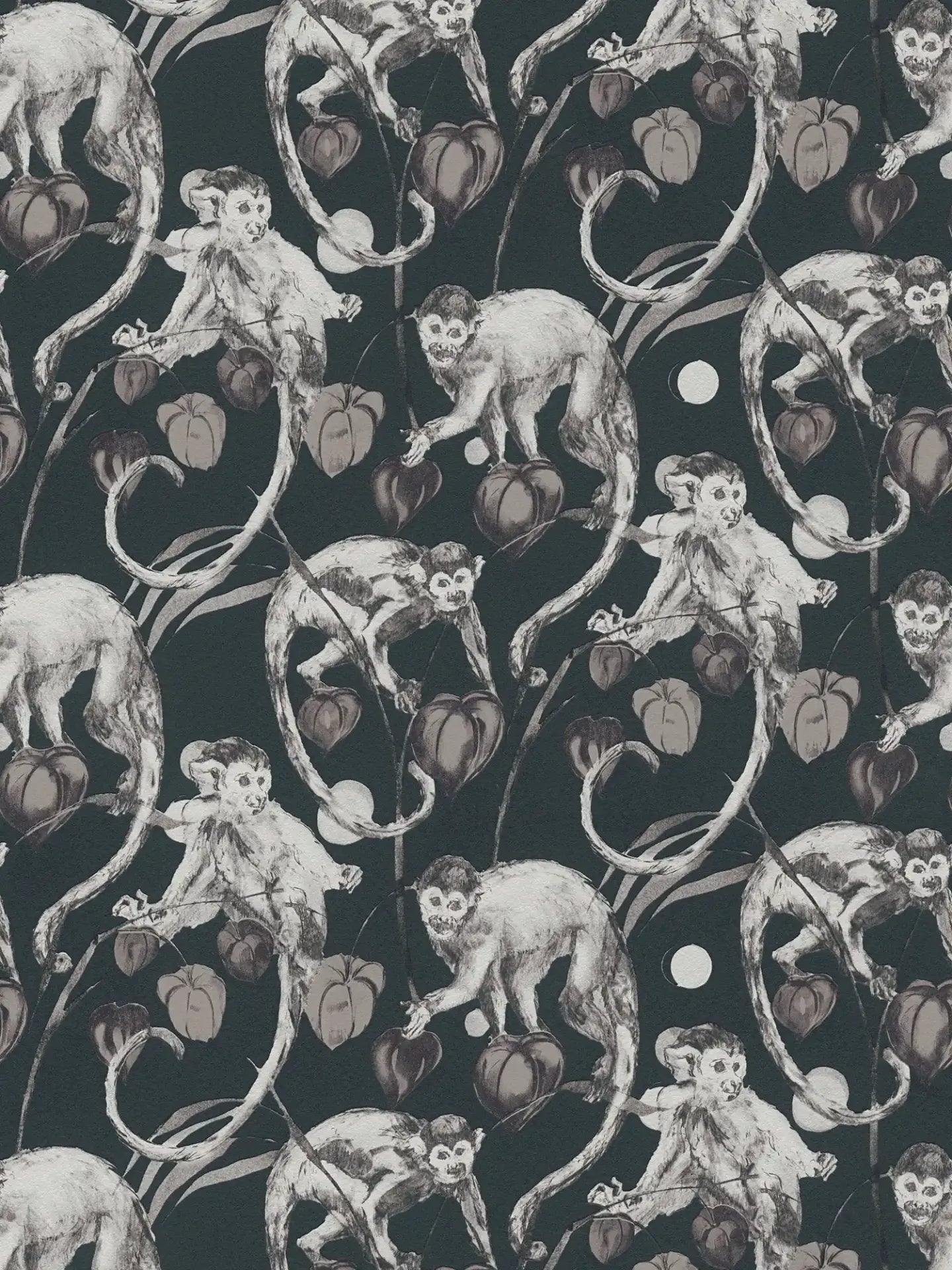 Mystery Monkey Vinyl Wallpaper - Ebony