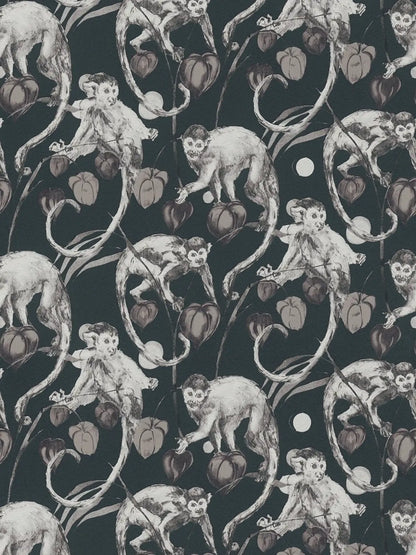 Mystery Monkey Vinyl Wallpaper - Ebony