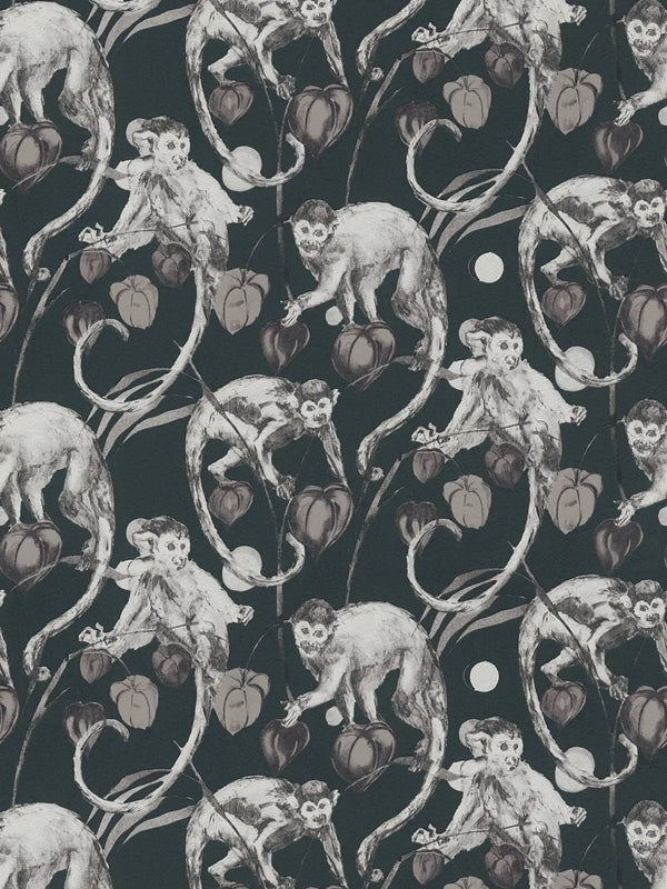 Sample - Mystery Monkey Vinyl Wallpaper - Ebony