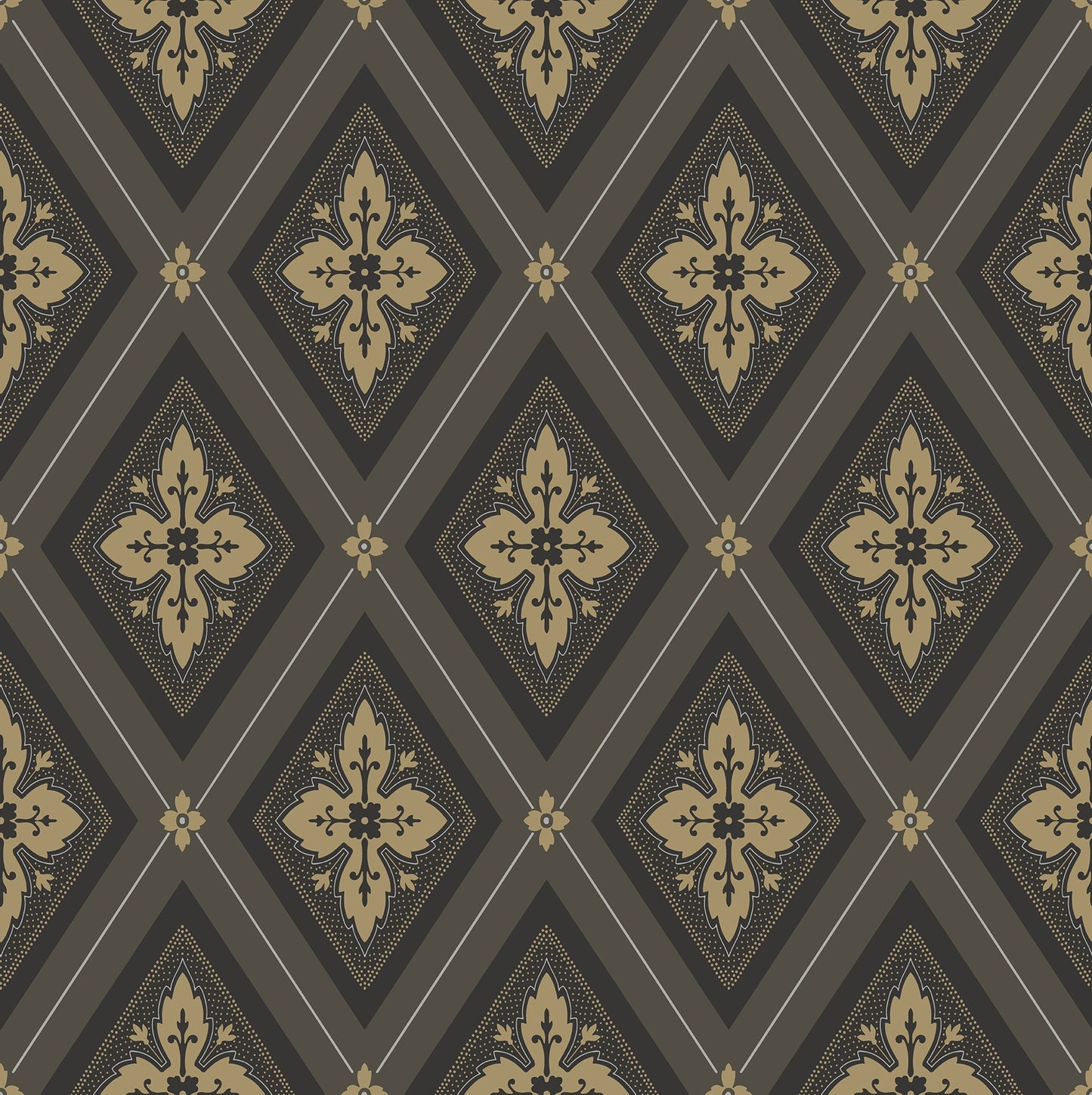 Astrid Flora Wallpaper - Black Gold