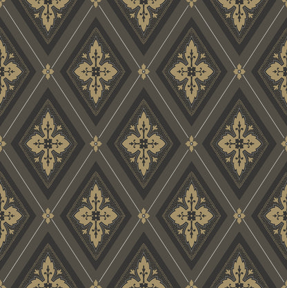 Astrid Flora Wallpaper - Black Gold