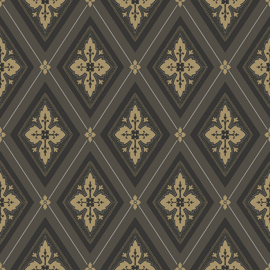 Astrid Flora Wallpaper - Black Gold