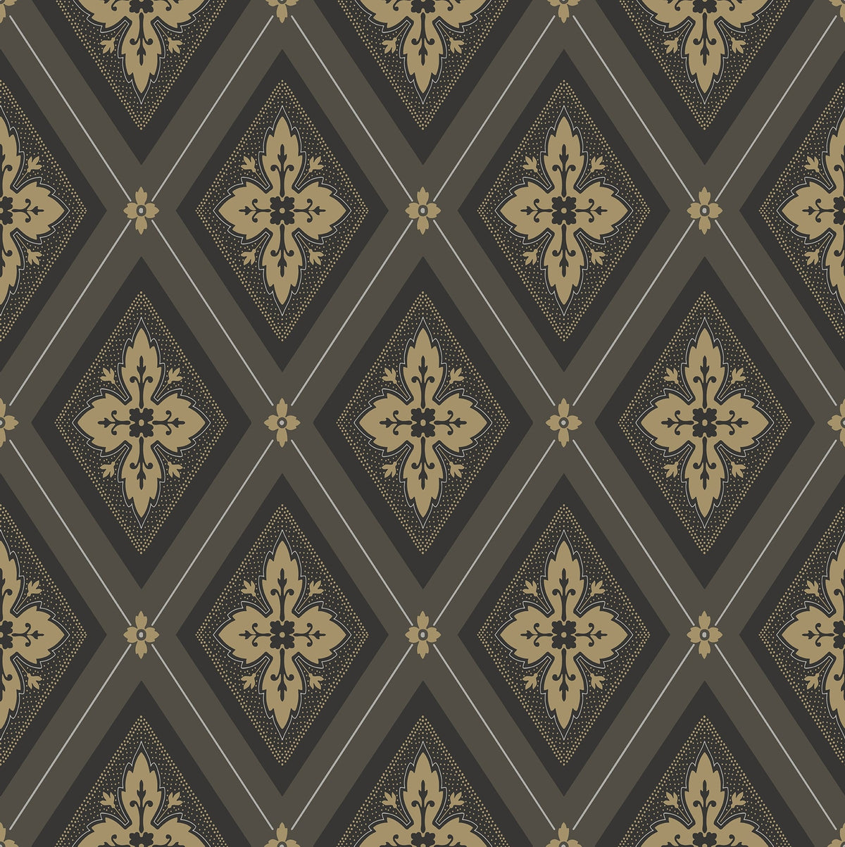 Sample - Astrid Flora Wallpaper - Black Gold