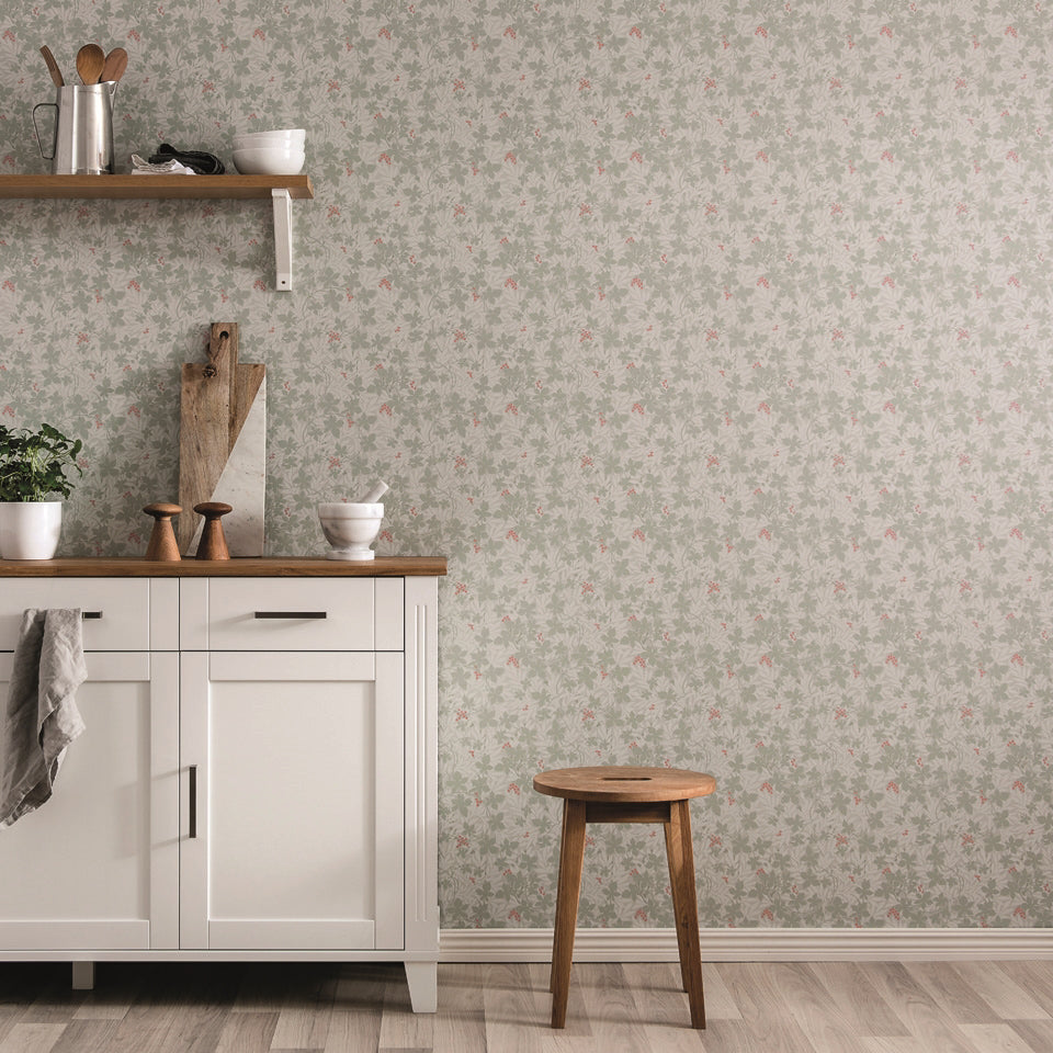 Vinbarsblad Wallpaper - Beige - Discontinuing