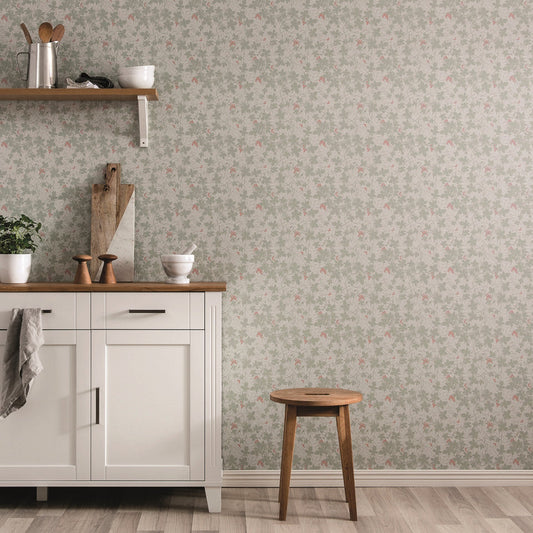 Vinbarsblad Wallpaper - Beige - Discontinuing
