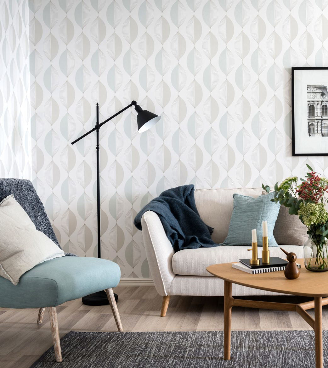 Ellips Wallpaper - Beige/Turquoise - Discontinuing - Last 2 Rolls