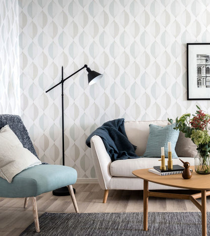 Ellips Wallpaper - Beige/Turquoise - Discontinuing - Last 2 Rolls