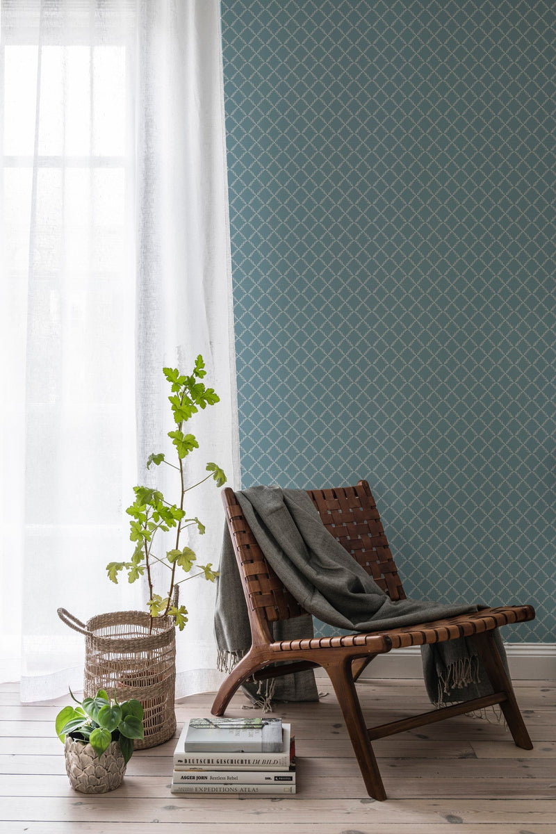 Vide - Leafy Geo Wallpaper - Blue