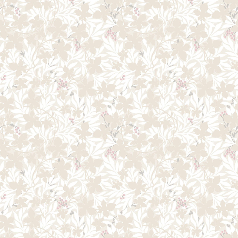 Sample - Vinbarsblad Wallpaper - Beige