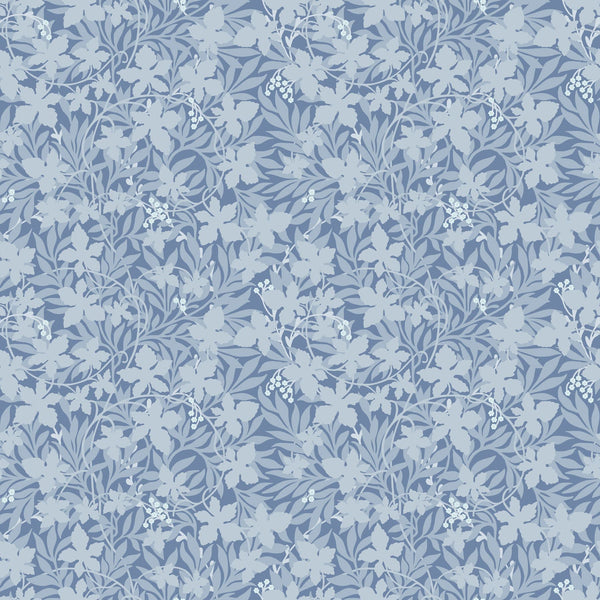 Sample - Vinbarsblad Wallpaper - Blue