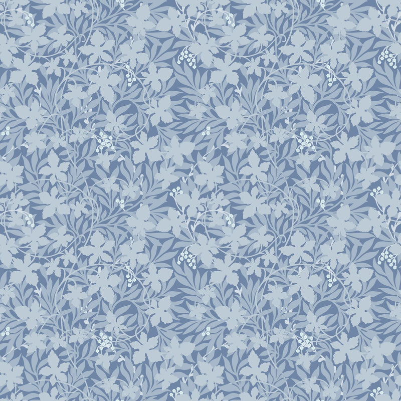 Sample - Vinbarsblad Wallpaper - Blue