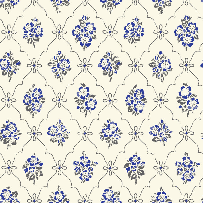 Lovisa Wallpaper - Blue/White