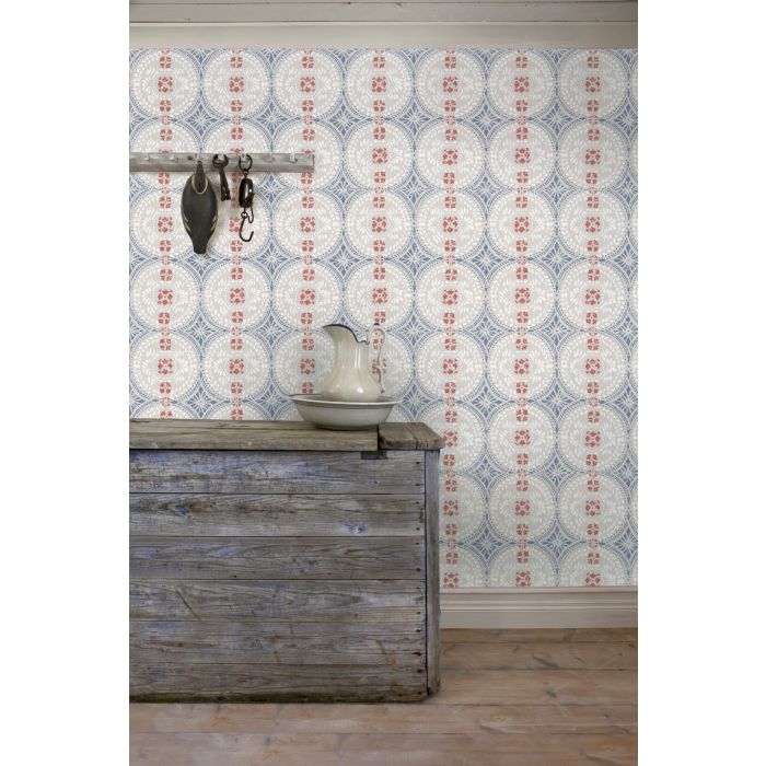 Oskar Wallpaper - Grey/Blue