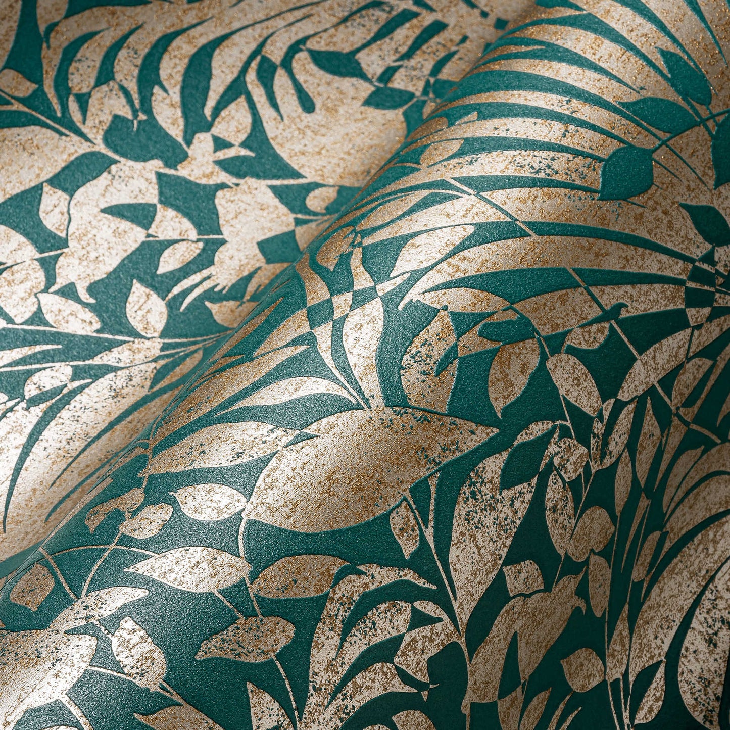 Subtle Leaf Wallpaper - Green/Copper - Last Roll