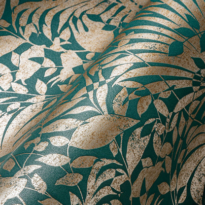 Subtle Leaf Wallpaper - Green/Copper - Last Roll