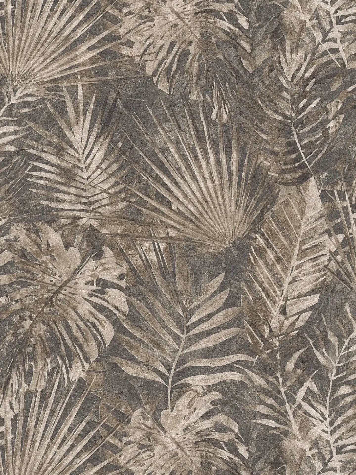 Forest Frame - Leaves Wallpaper - Anthracite