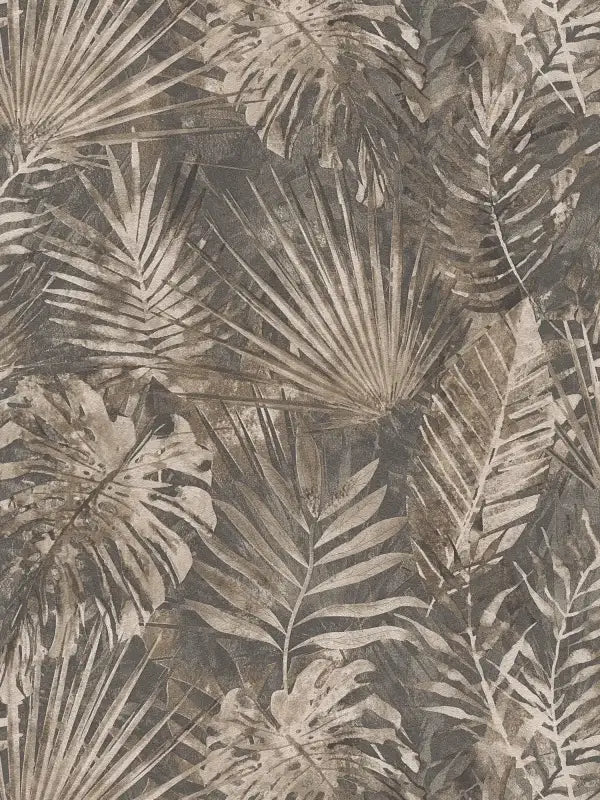 Sample - Forest Frame - Leaves Wallpaper - Anthracite